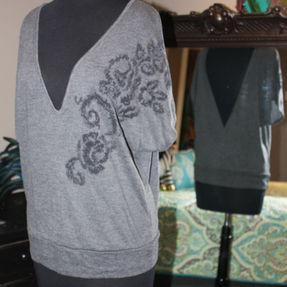 Charlotte Russe dolman deep V front  back Blouse